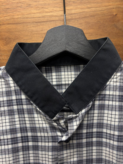 Dior Homme ‘Stand Collar’ Plaid Button Up Shirt with Black Trim