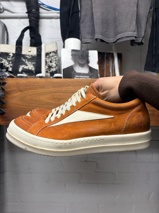 SS2024 Rick Owens ‘Vans’ Clay/Milk Leather Low Top Sneakers