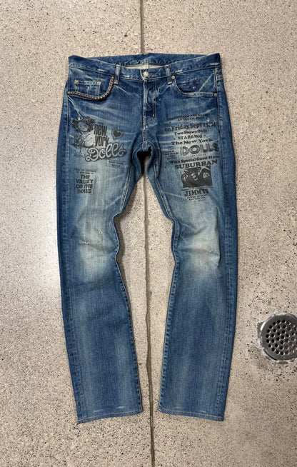 2000s Hysteric Glamour ‘New York Dolls’ Studded Skinny Jeans
