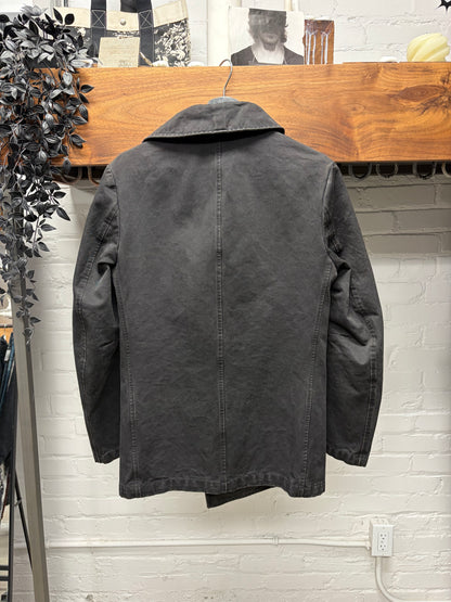 AW2011 Balmain by Christophe Decarnin Military Inspired Faded Black Peacoat