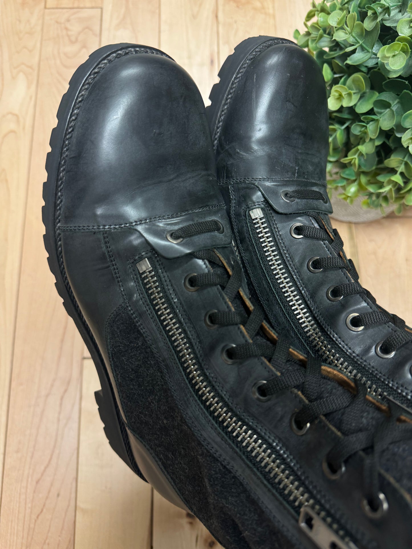 AW2012 Maison Margiela Double-Zip Leather Combat Boots