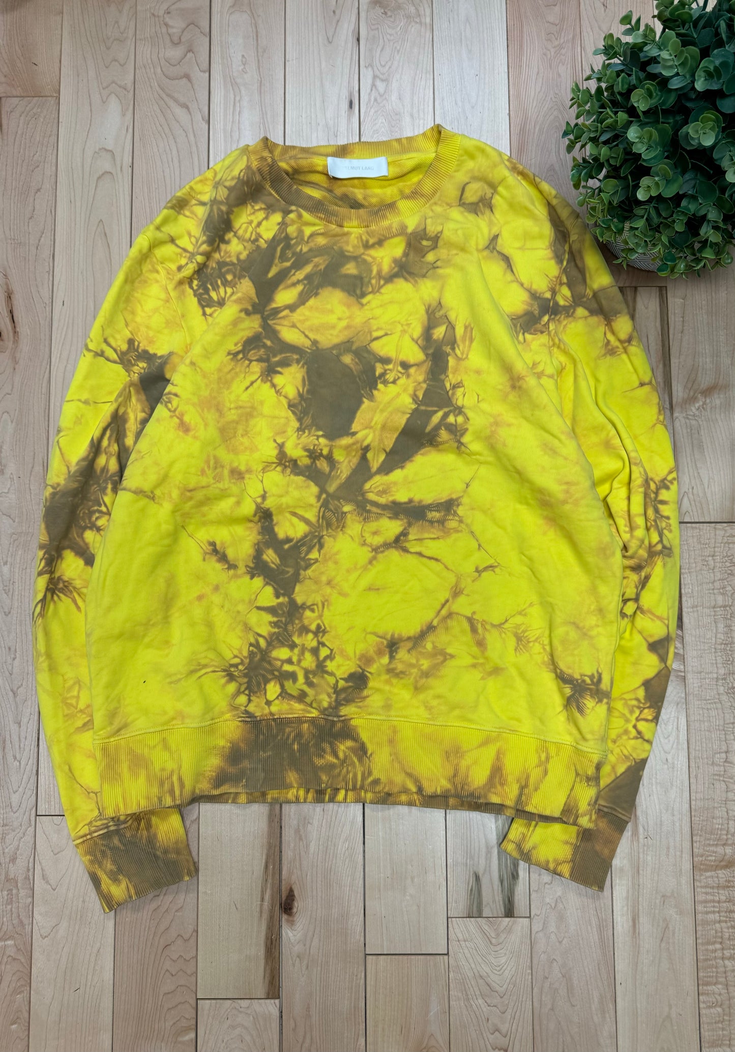 AW2018 Helmut Lang Dyed Yellow Logo Sweatshirt