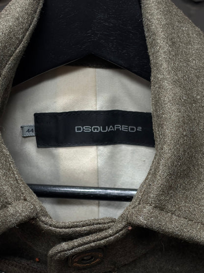 2000s Dsquared2 Heavy Wool Military Green Coat