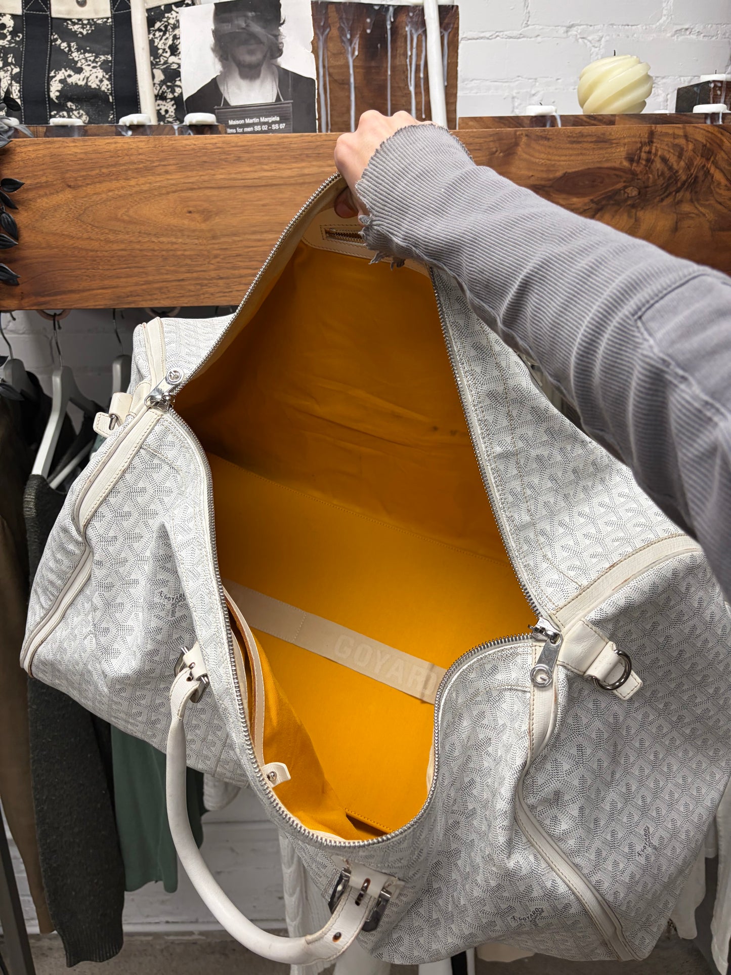 Goyard White Leather ‘Goyardine’ 62 Extra Large Duffle Bag