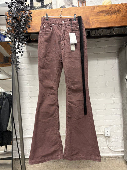 Rick Owens ‘Bolans’ Mauve Corduroy Flared Leg Pants