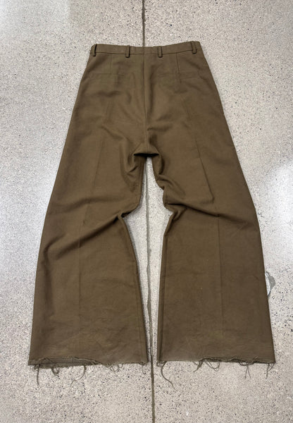 Rick Owens Mainline ‘Bela’ Heavy Wool ‘Bean’ Brown Wide Leg Pants