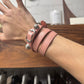 Balenciaga ‘Arena’ Pink Triple Wrap Leather Stud Bracelet
