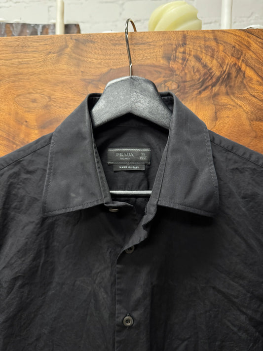 Prada Black ‘Saffiano’ Emblem Button Up Shirt
