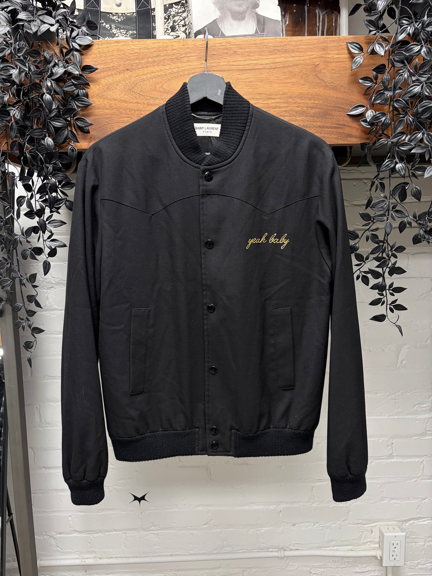 SS2016 Saint Laurent by Hedi Slimane ‘Yeah Baby’ Chain Stitch Virgin Wool Bomber Jacket