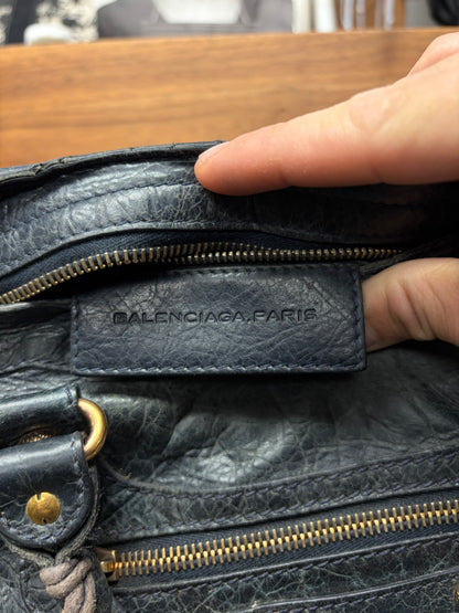Balenciaga Faded Black/Gold ‘City’ Bag with Crossbody Strap