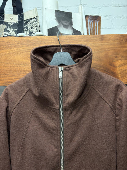 Rick Owens ‘Intarsia’ Dust Brown Wool High Neck Jacket