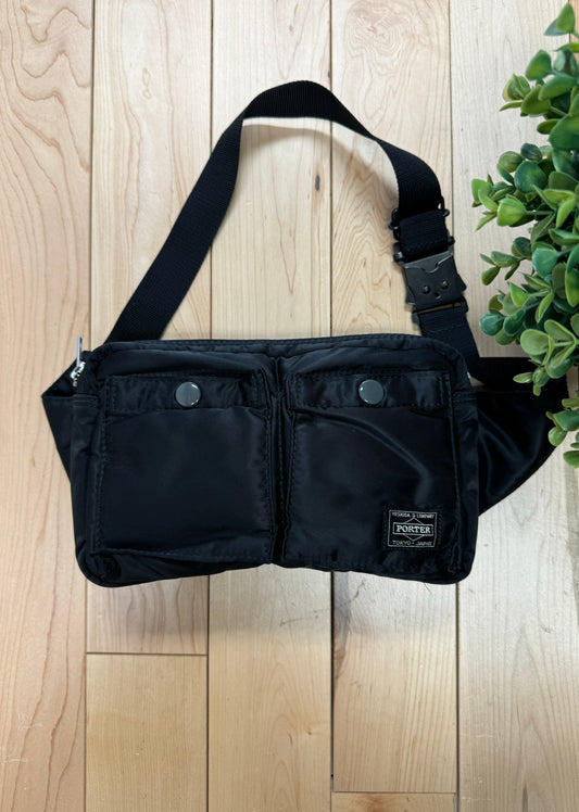 Porter ‘Tanker’ Black Nylon Twill Waist Bag