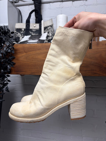 Guidi ‘788Z’  Cream White Horse Leather Back-Zip Boots