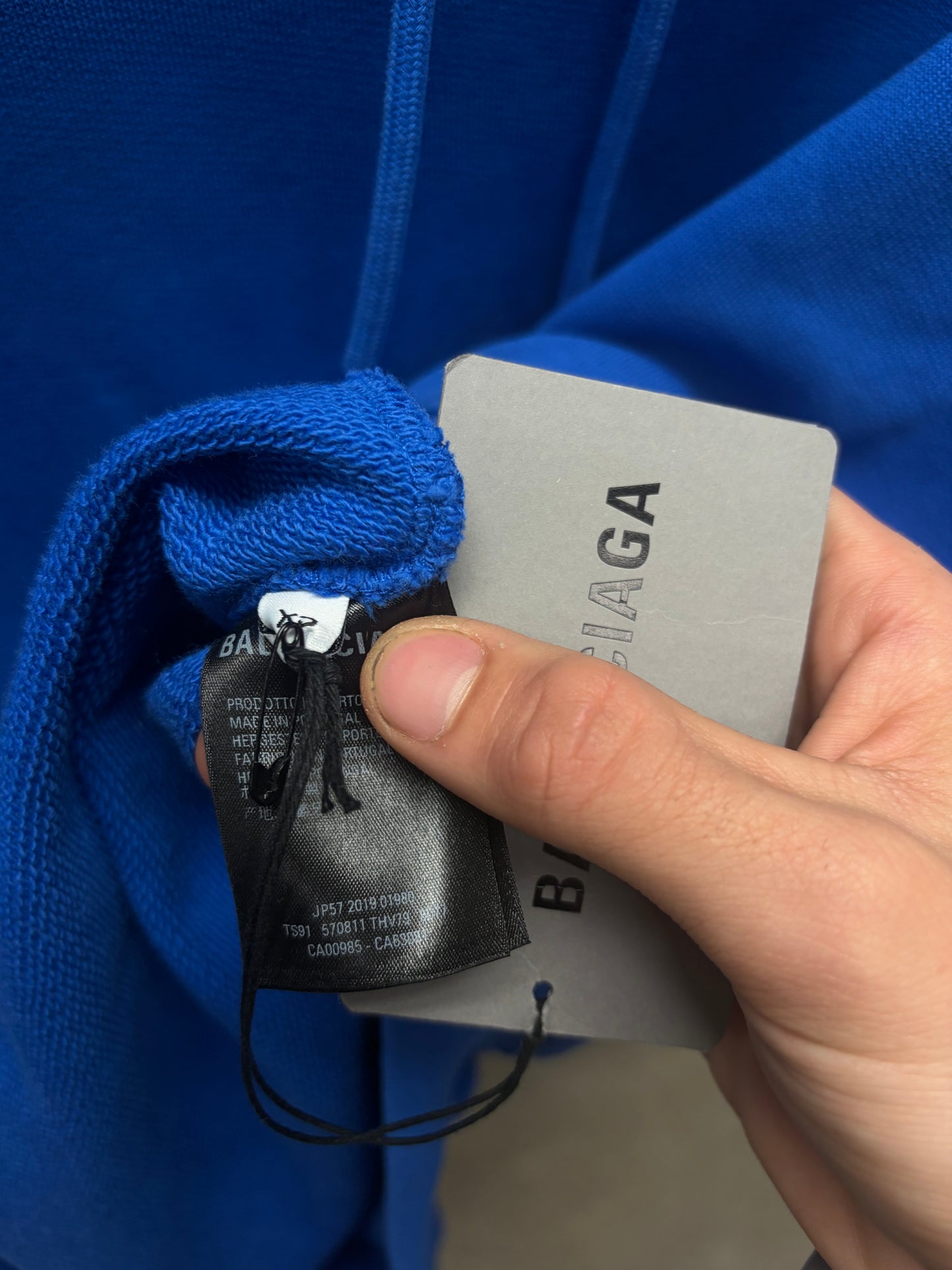 2019 Balenciaga Script Logo Blue Pullover Hoodie