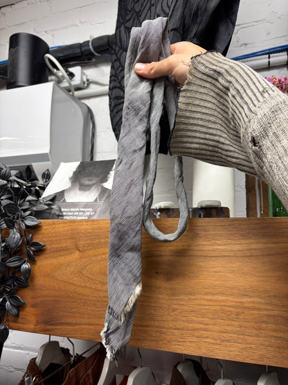 Dior Homme Frayed Cotton Grey/White Ragged Distressed Skinny Tie