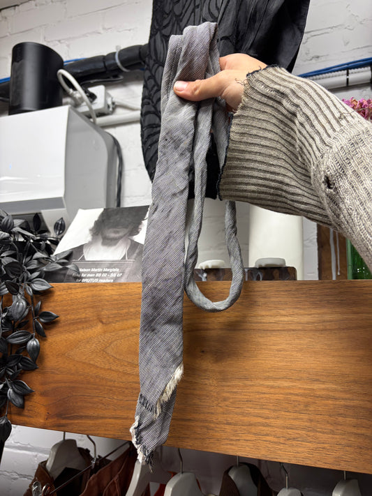 Dior Homme Frayed Cotton Grey/White Ragged Distressed Skinny Tie