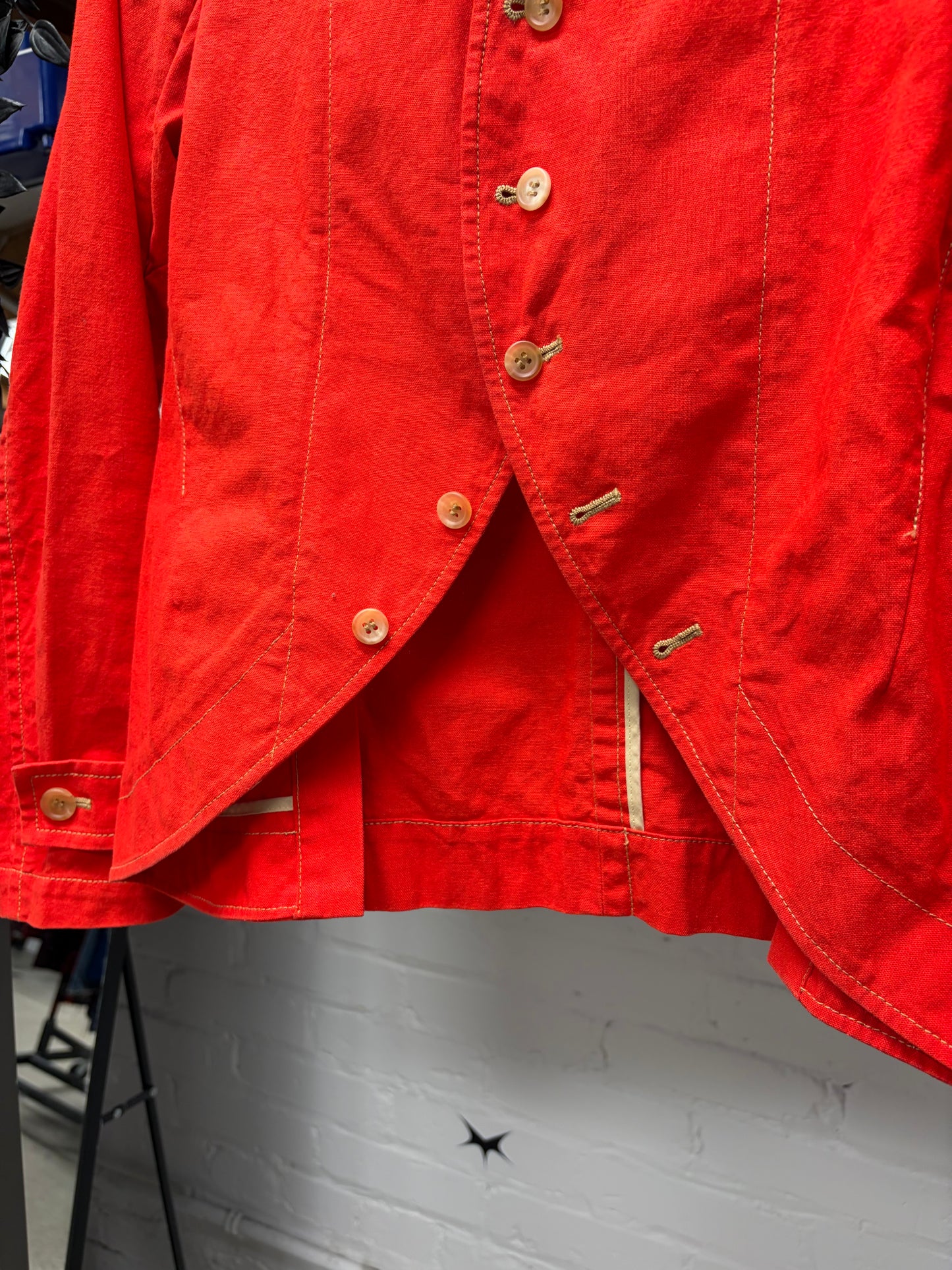 Vintage Yohji Yamamoto Y’s Red Cotton Curved Button Jacket