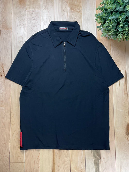 Vintage Prada Sport Linea Rossa Quarter Zip Logo Polo