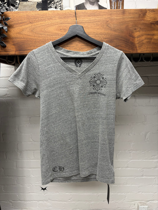 Chrome Hearts ‘CH Plus Cross’ Heather Grey V-Neck T-Shirt