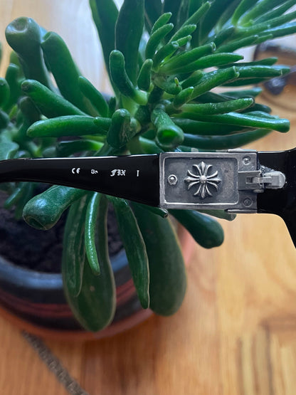 Chrome Hearts ‘Fix’ 925 Silver Cross Logo Purple Tinted Sunglasses.