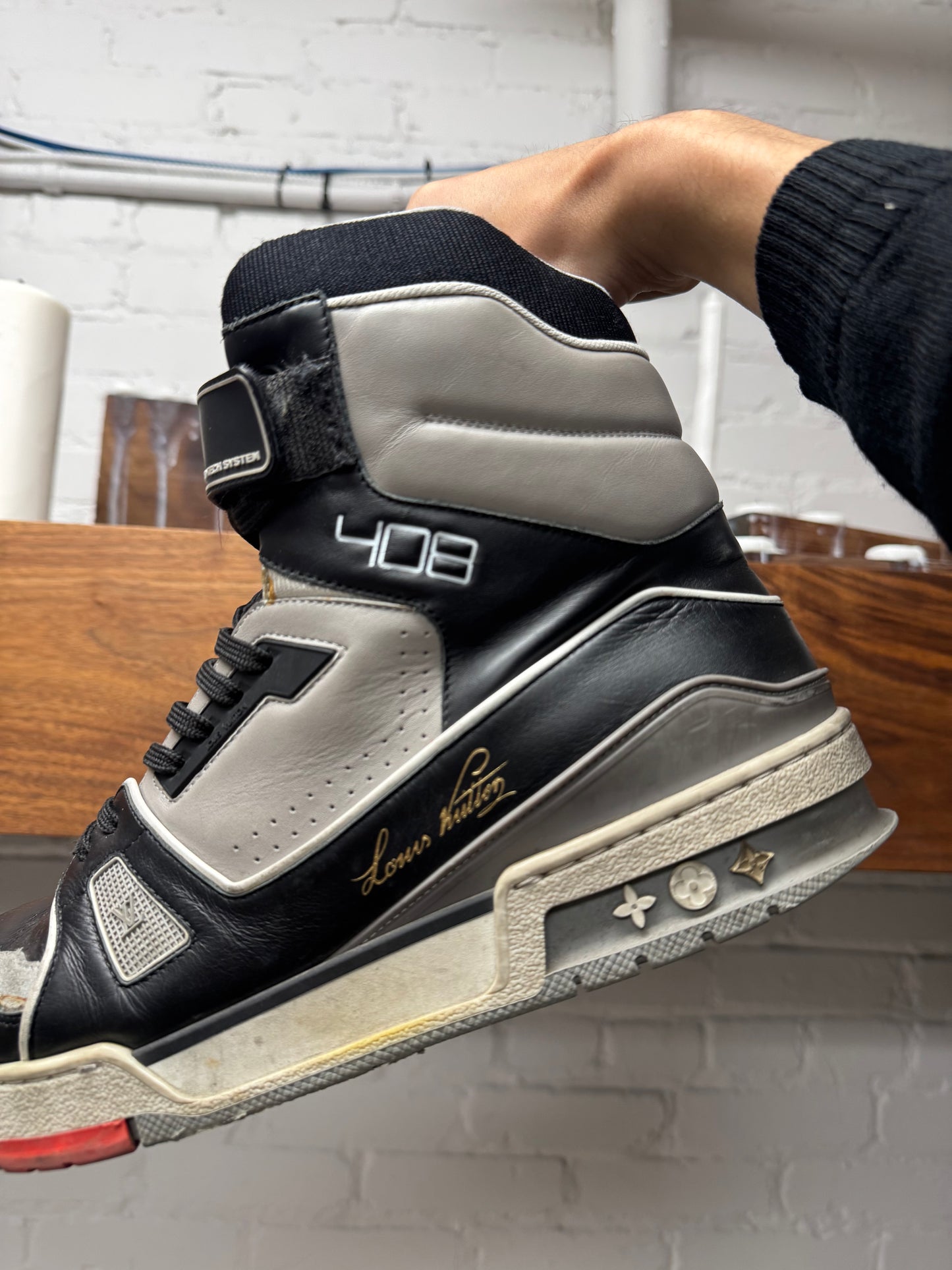 Louis Vuitton OG ‘LV Trainer’ Bred Leather High Top Sneakers