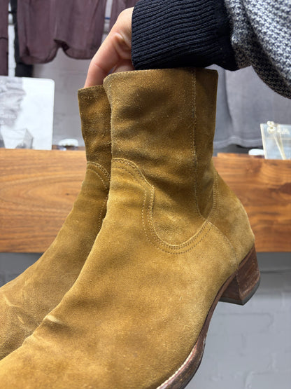 Saint Laurent Brown Suede 'Wyatt' Pointed Toe Chelsea Boots