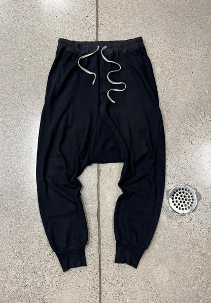 Rick Owens DRKSDHW Black Heavy Cotton ‘Pod’ Drop Crotch Sweatpants