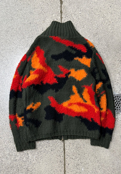 AW2013 Yohji Yamamoto Pour Homme ‘Cowichan’ Camo Zip-Up Knit Sweater