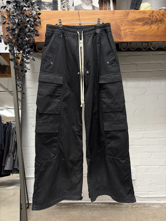 Rick Owens DRKSHDW ‘Cargo Bela’ Black Wide Leg Drawstring Pants