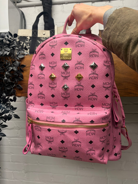 MCM ‘Viestos’ Pink Leather Stark Studded Backpack