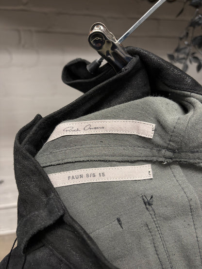 SS2015 Rick Owens ‘Faun’ Black Suede ‘Memphis Cut’ Leather Biker Pants