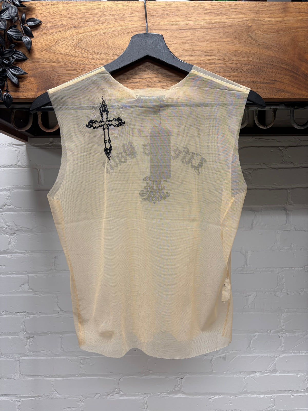 AW1996 Alexander McQueen ‘Life is Pain’ Mesh Sheer Tank-Top