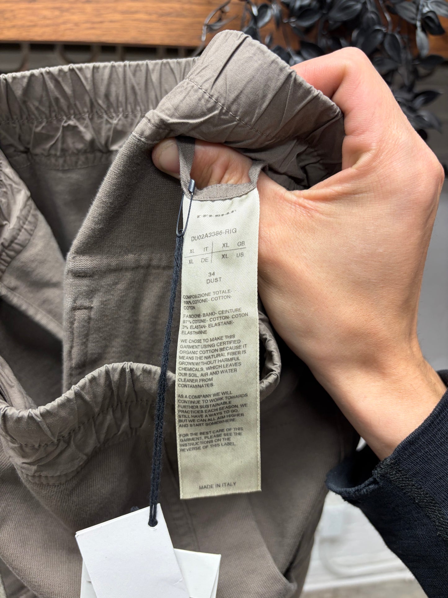 Rick Owens Dust Brown Cargo Jogger Drawstring Sweatpants