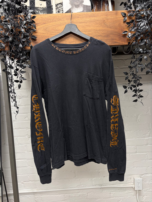 Vintage Chrome Hearts Scroll Neck Black Long Sleeve Shirt