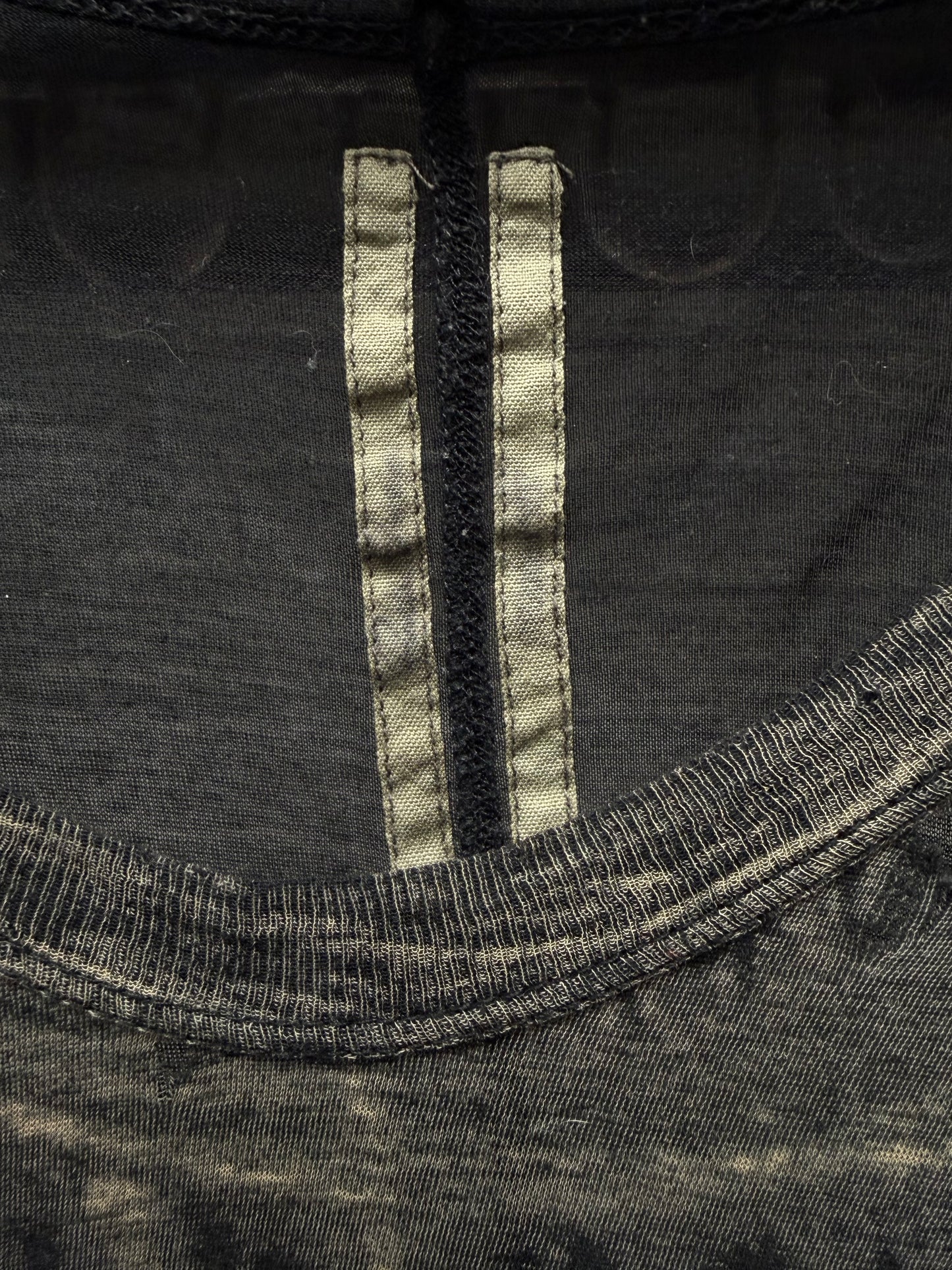 SS2007 Rick Owens ‘Drake’ Bleached Vomit Distressed Black T-Shirt