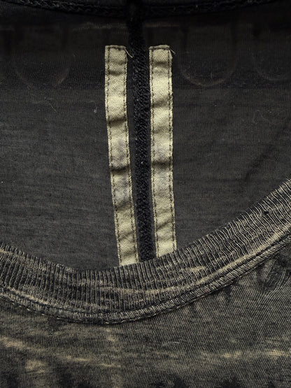 SS2007 Rick Owens ‘Drake’ Bleached Vomit Distressed Black T-Shirt