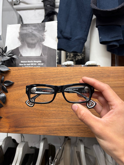 Chrome Hearts ‘Drilled’ Black/ 925 Silver Fleur de Lis Prescription Frames