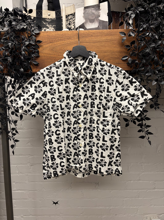 2009 Comme Des Garçons BLACK Floral Patterned Short Sleeve Button Up Shirt