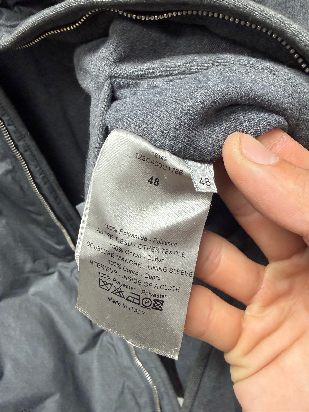 Dior Homme Grey Winterized Jacket with Hoodie Lined Interior