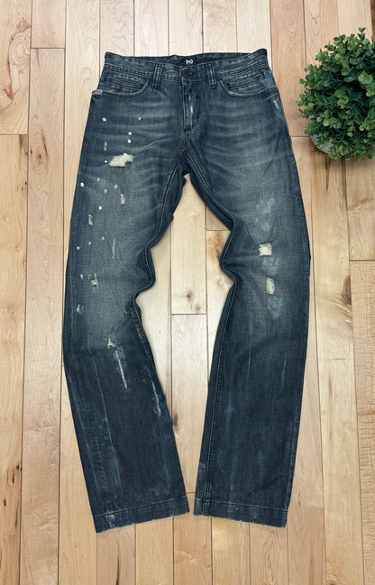 Dolce & Gabbana Distressed Grey Bootcut Denim