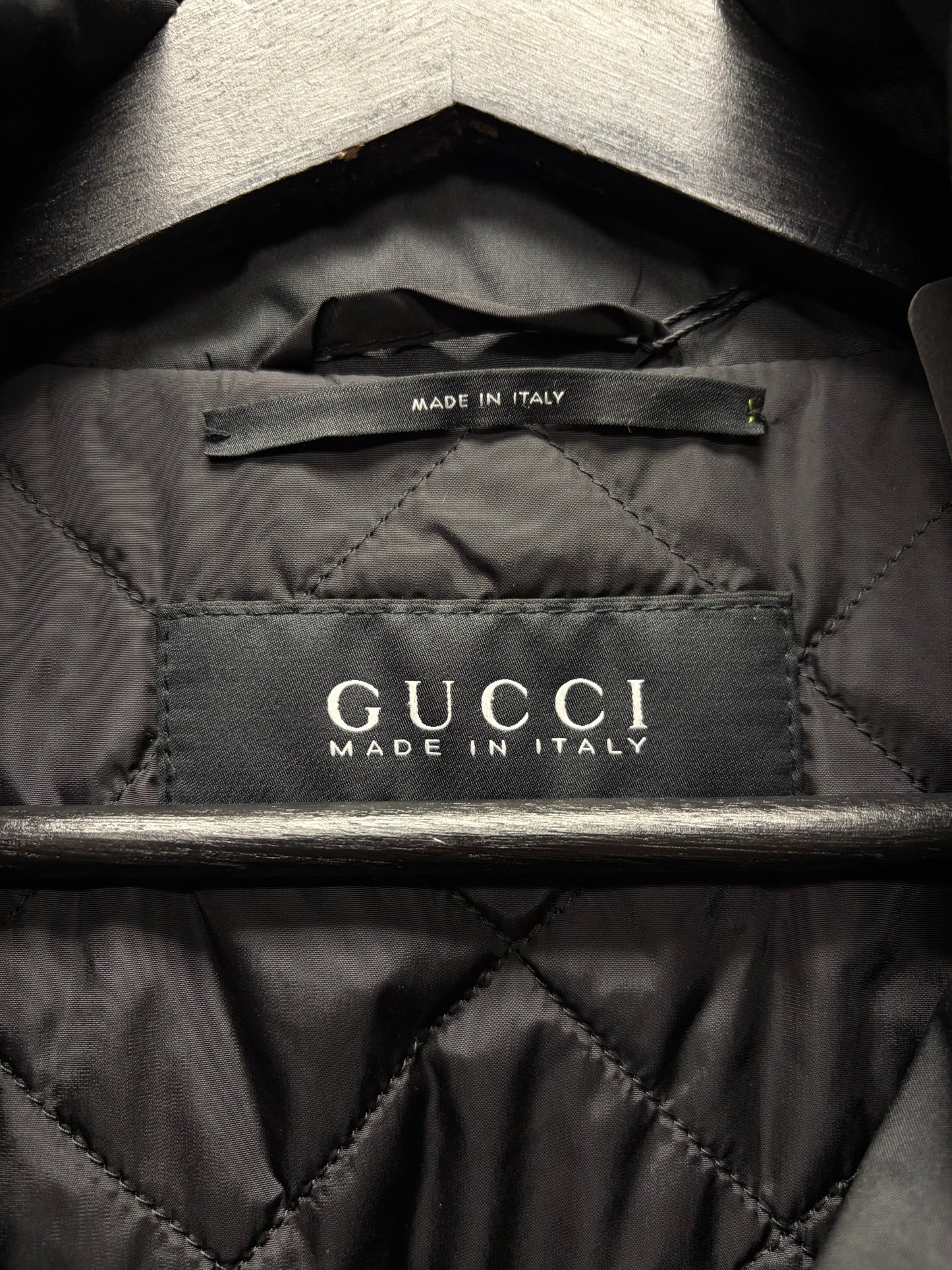 Vintage Gucci Flat Black Toggle Closure Shell Duffle Coat