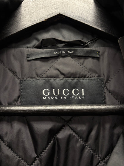 Vintage Gucci Flat Black Toggle Closure Shell Duffle Coat