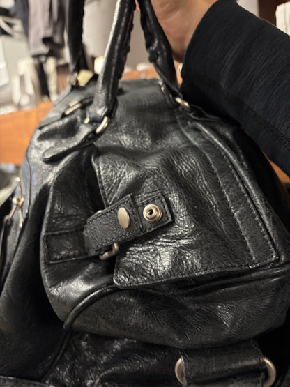 2000s Balenciaga ‘Squash’ Black Leather Boston Shoulder Bag