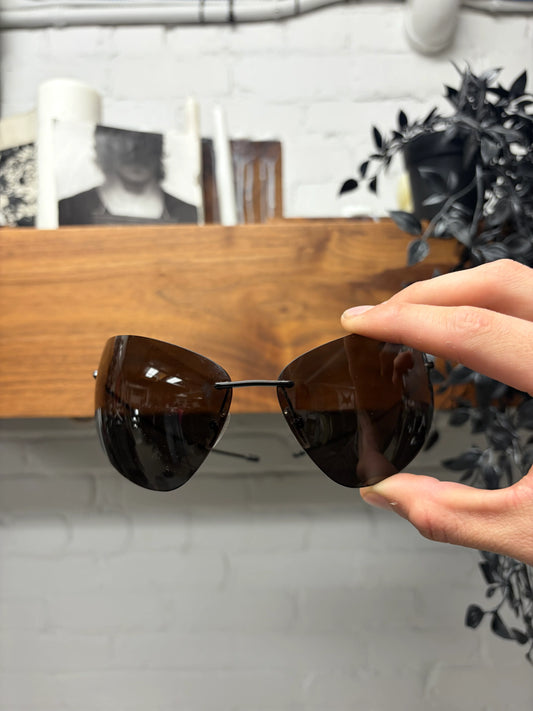 Balenciaga ‘Matrix Neo’ Black Rimless Bug Eye Sunglasses