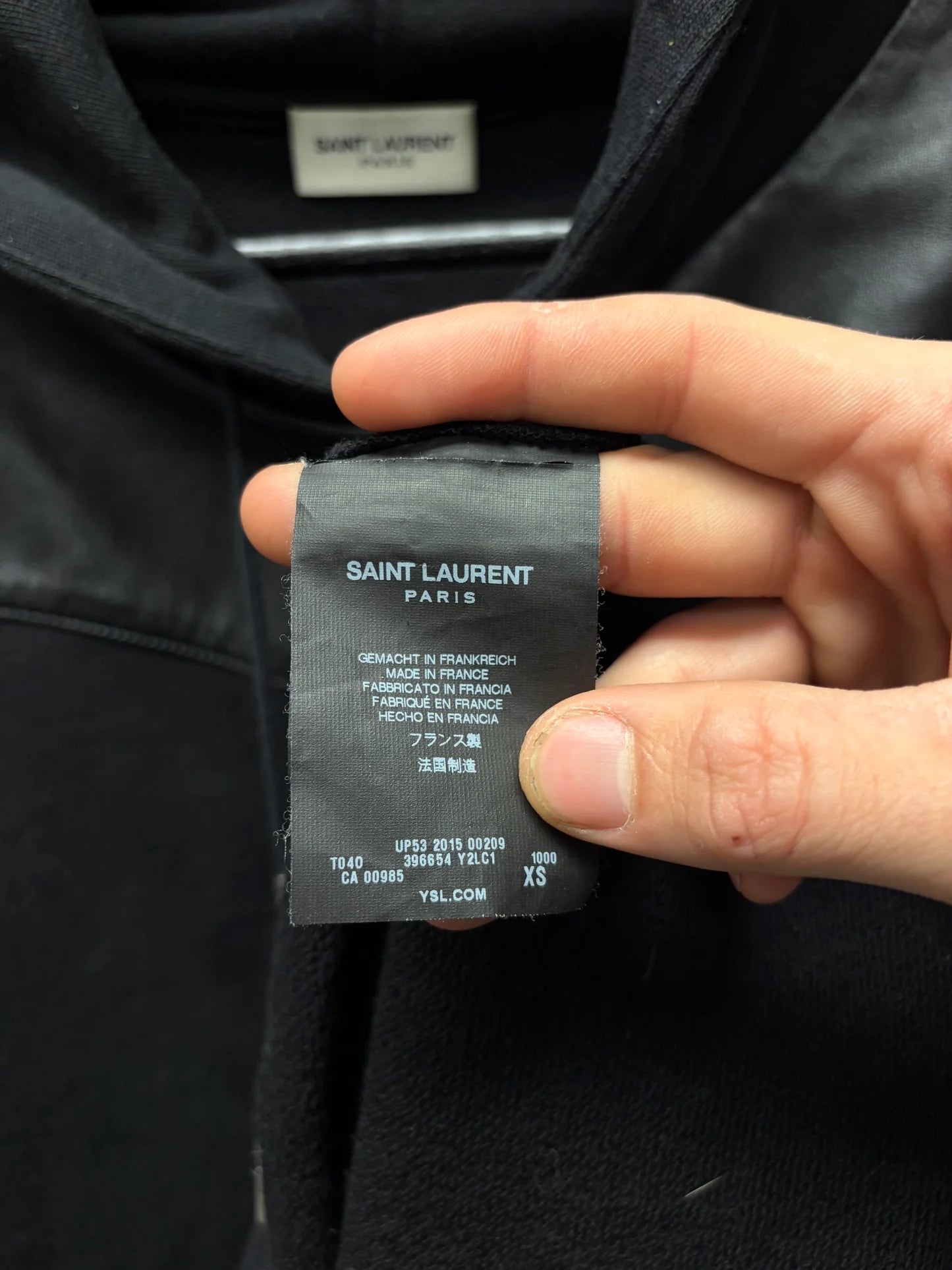 2015 Saint Laurent by Hedi Slimane ‘Western’ Leather Shoulder Detail Hoodie