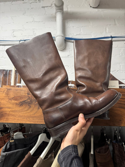 Maison Margiela ‘Roper’ Brown Leather High Cut Riding Boots