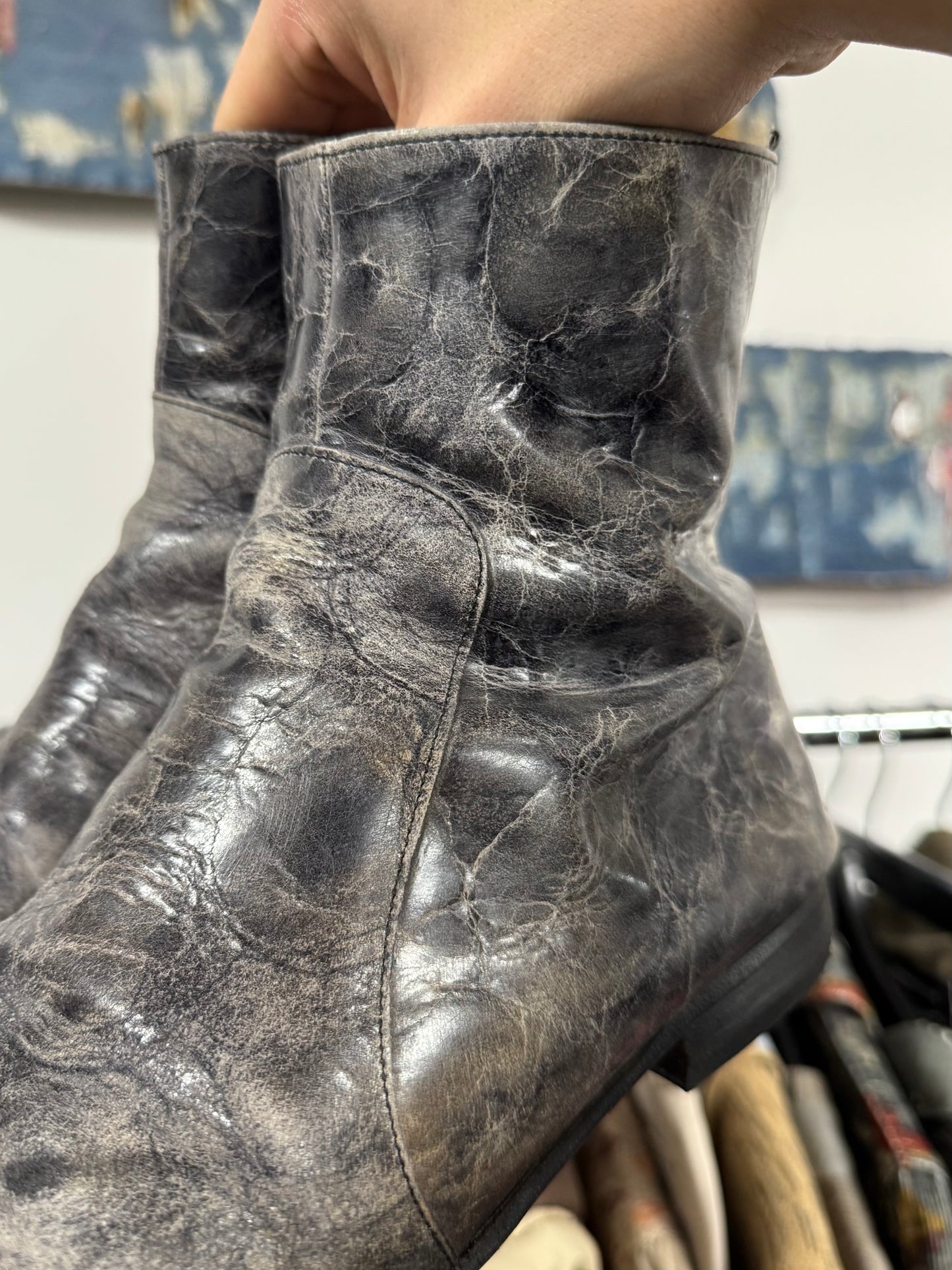 Maison Margiela Grey ‘Paint Distressed’ Side Zip Boots