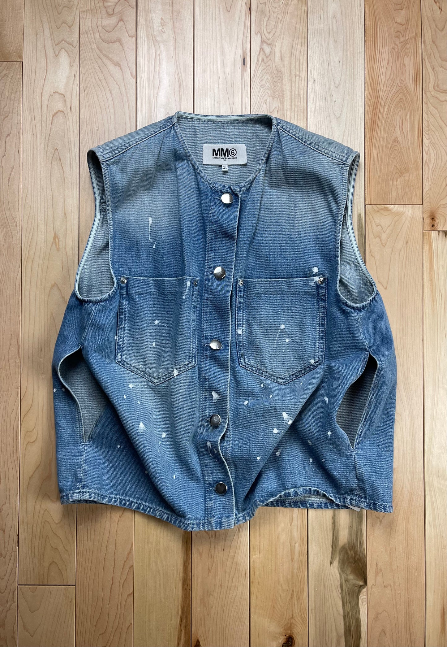 SS2015 Maison Margiela Denim Paint Splattered Vest