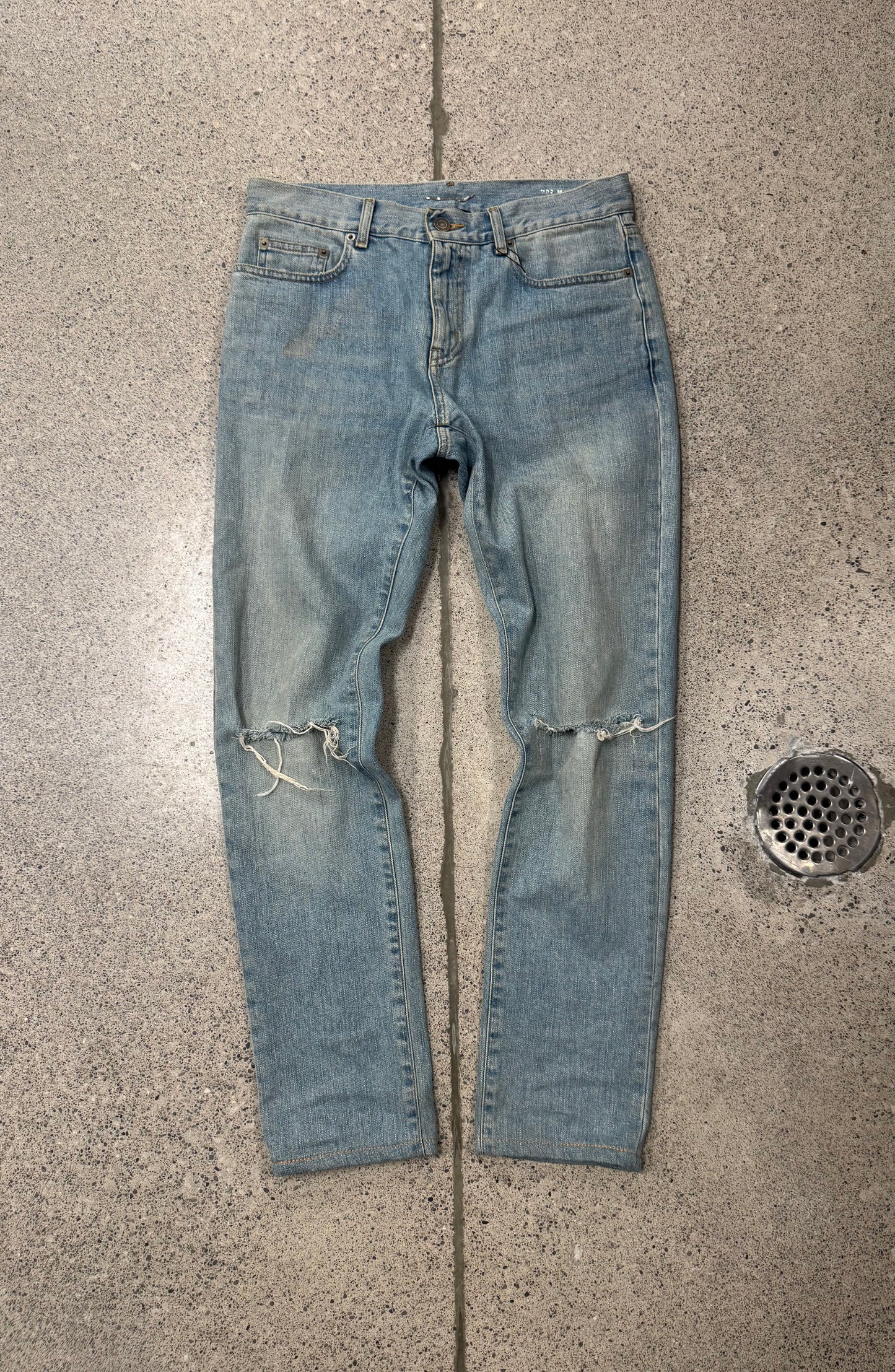 SS2015 Saint Laurent by Hedi Slimane ‘D02’ Washed Blue Skinny Jeans