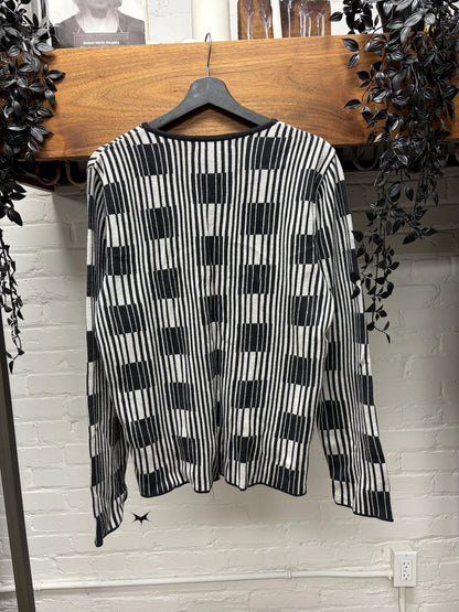 Vintage Jean Paul Gaultier ‘Objet’ Vertical Bar Patterned V-Neck Knit Sweater